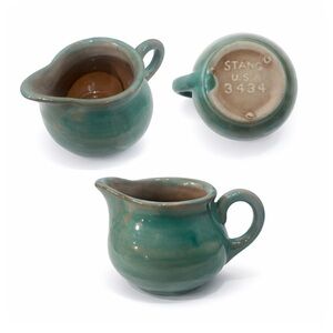 Vintage STANG USA 3434 Green Drip Glaze Pottery Ceramic Creamer